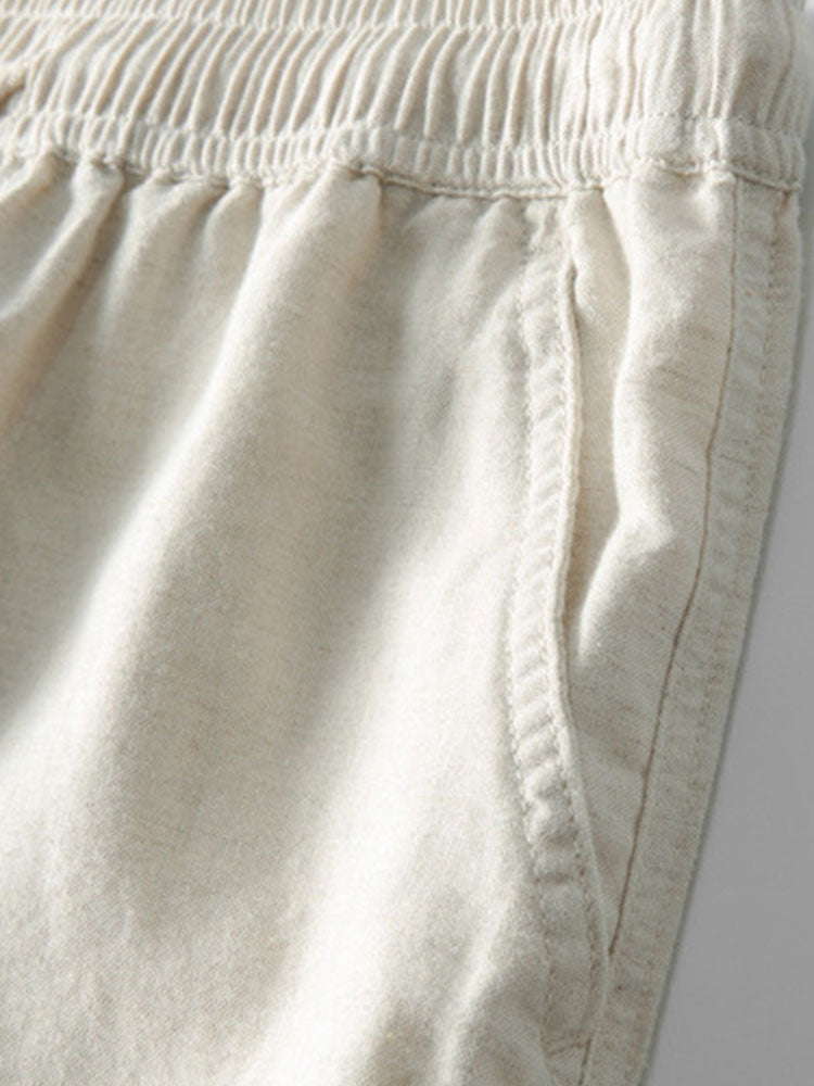 Chemise en coton rayée à boutons et pantalon en lin