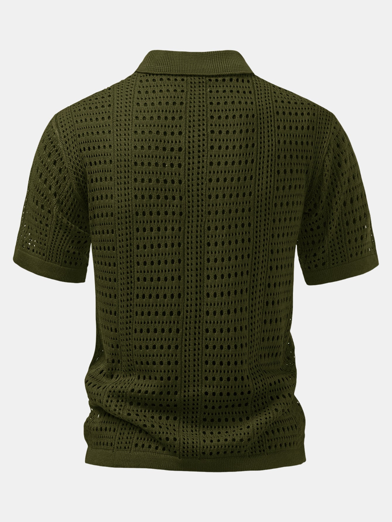 Polo en crochet avec col en V & pantalon en lin à jambes droites