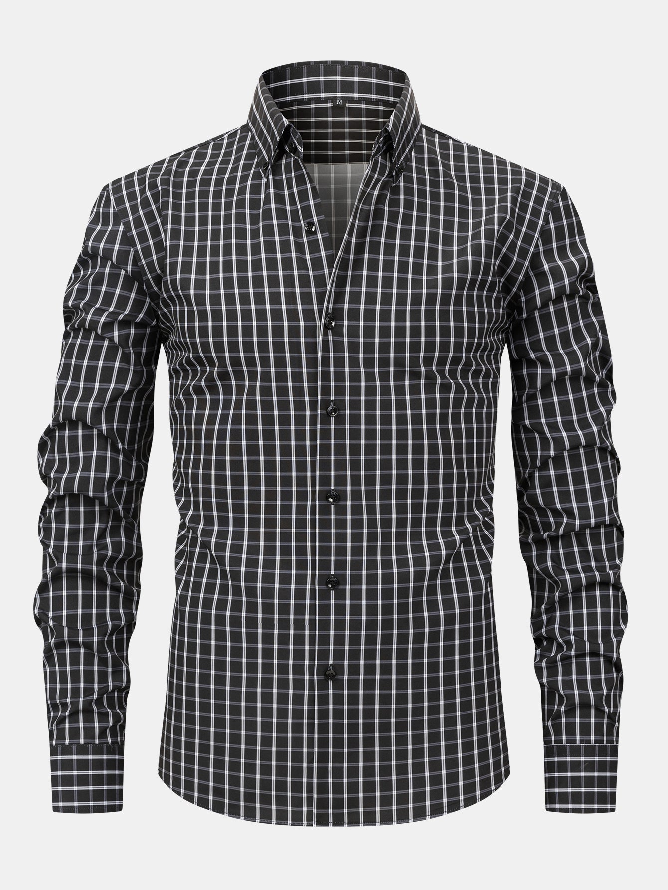 Chemise à carreaux à boutons et à manches longues