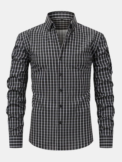 Chemise à carreaux à boutons et à manches longues