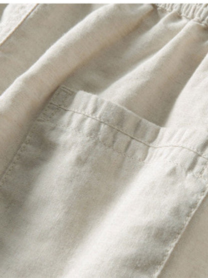 Chemise en coton rayée à boutons et pantalon en lin