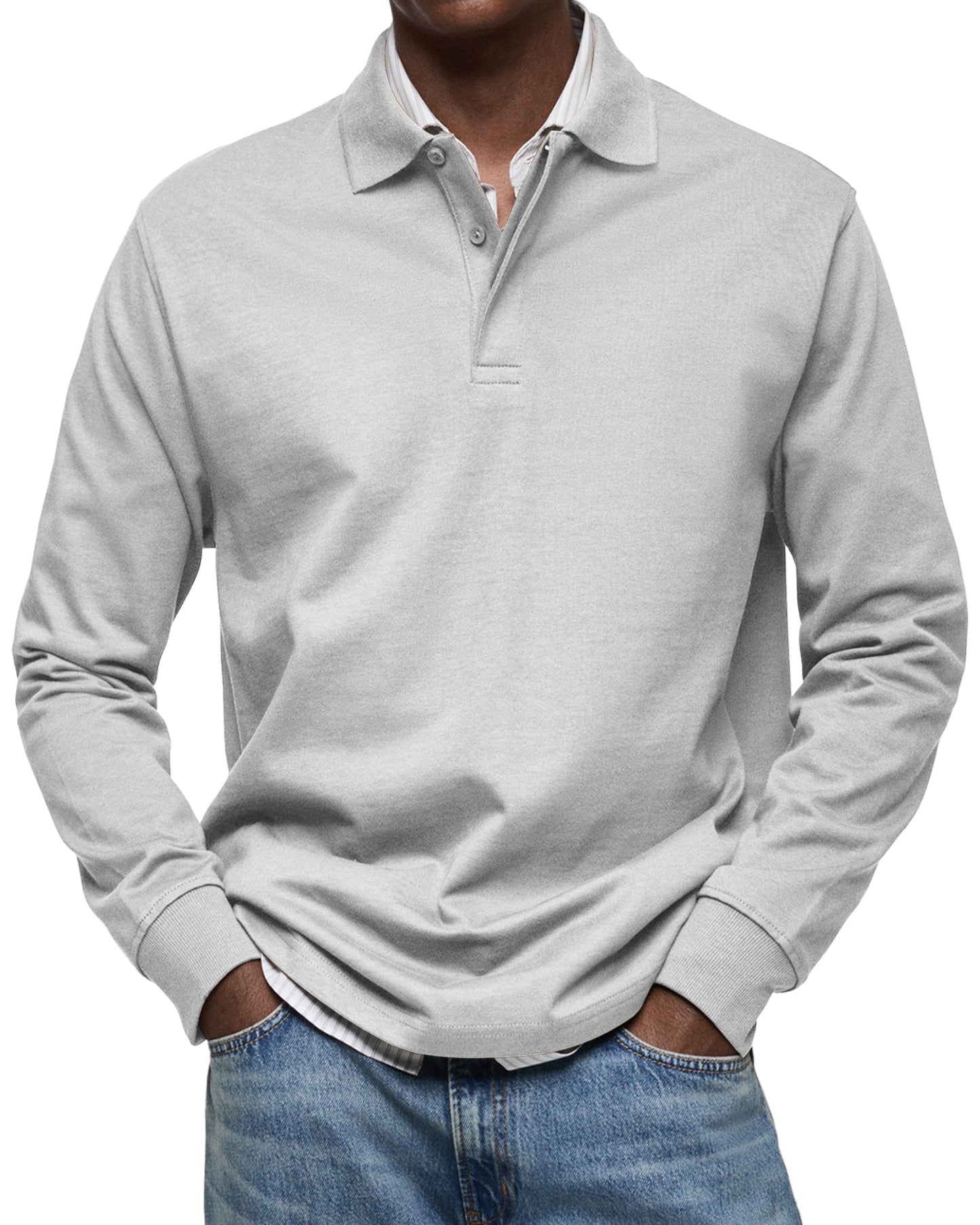 Chemise Poloshirt Casual à Manches Longues