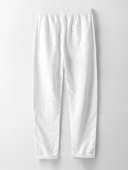 Seersucker Striped Stand Collar Shirt & Straight Leg Linen Pants