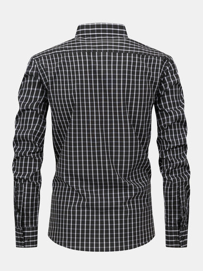 Chemise à carreaux à boutons et à manches longues