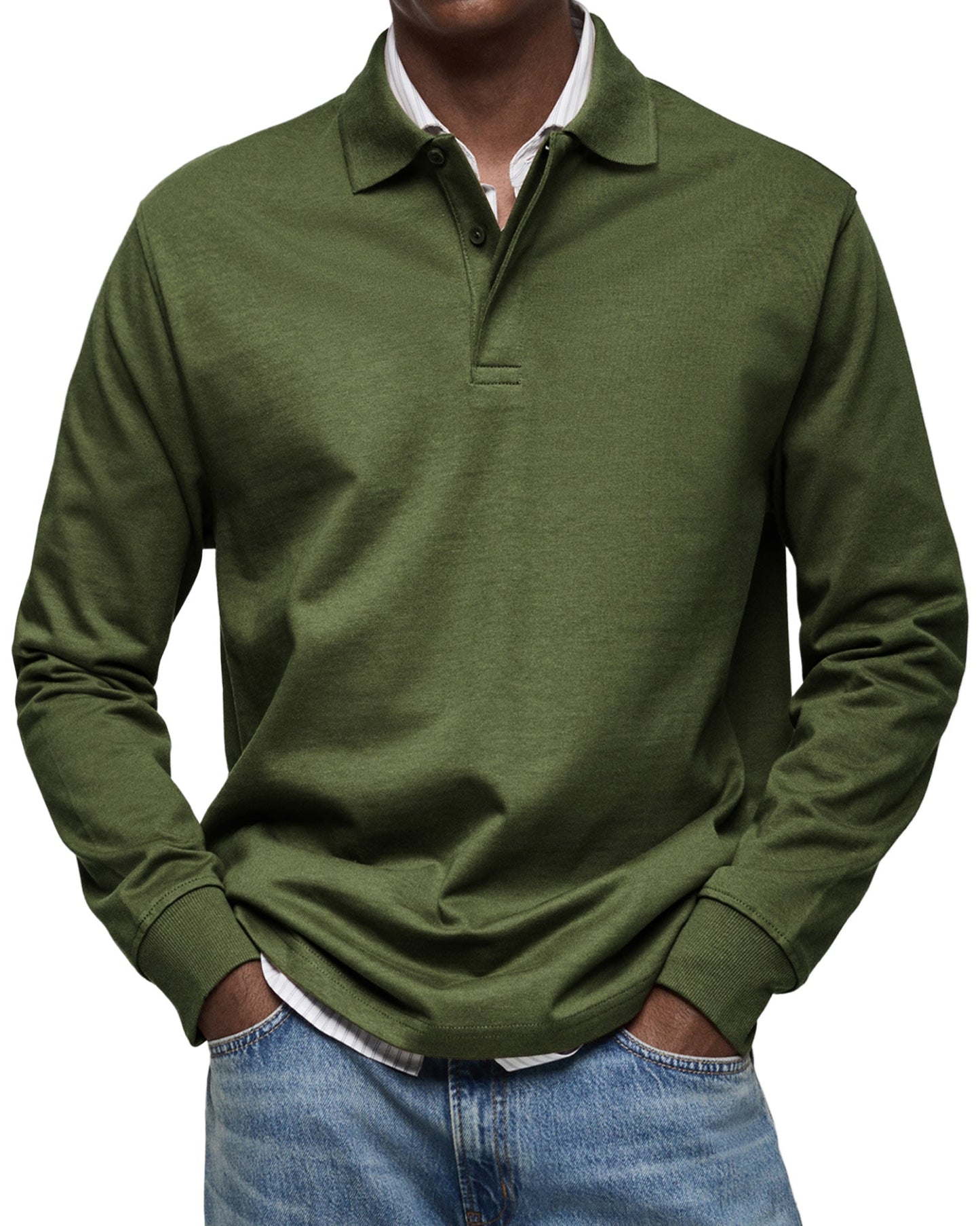 Chemise Poloshirt Casual à Manches Longues