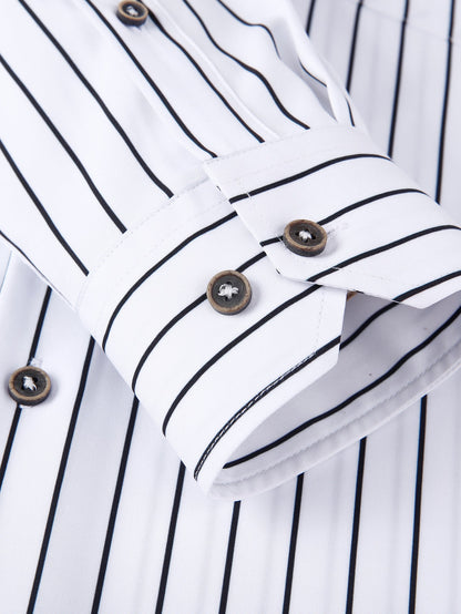 Chemise à rayures à manches longues avec poche et boutons