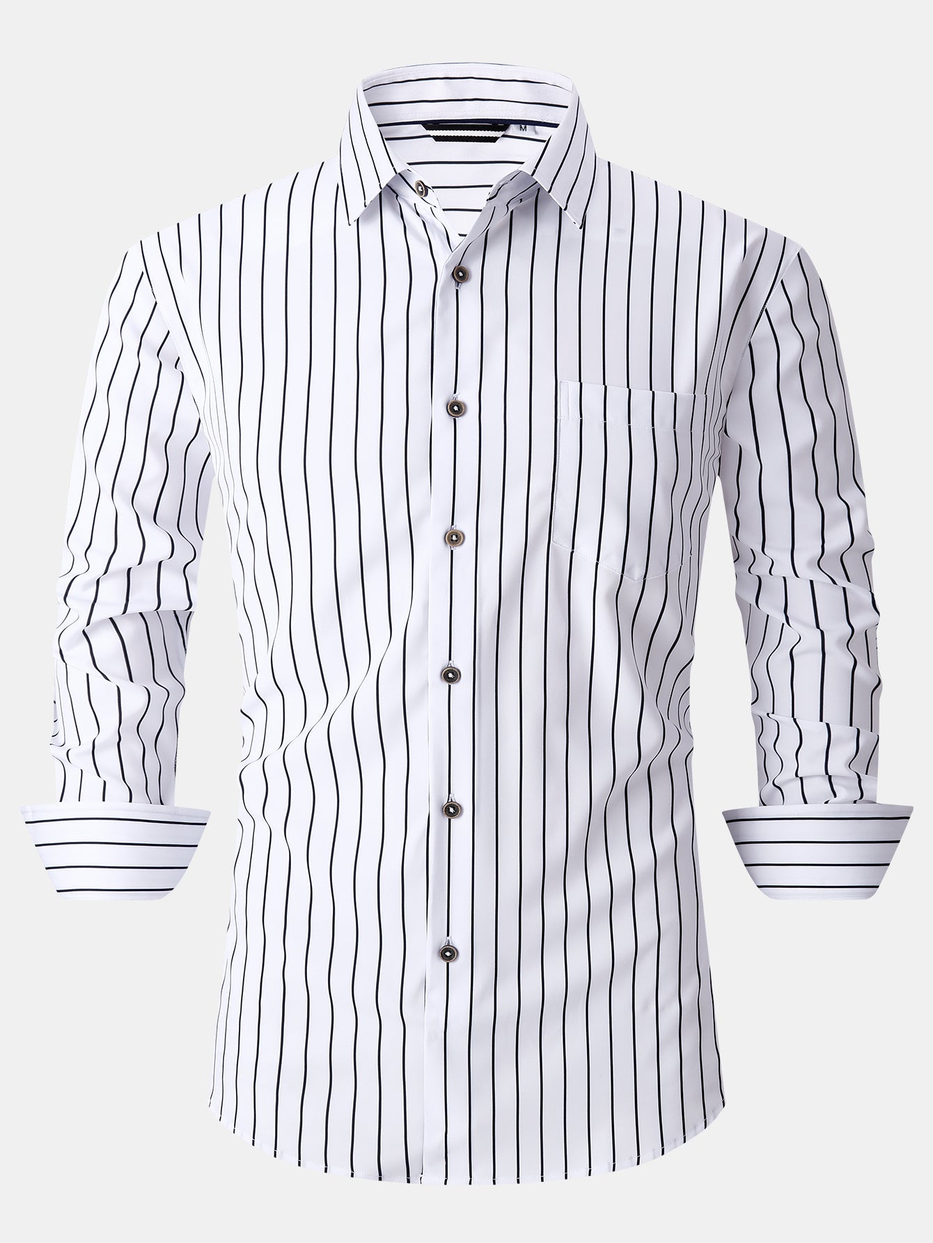 Chemise à rayures à manches longues avec poche et boutons