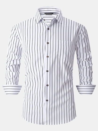 Chemise à rayures à manches longues avec poche et boutons