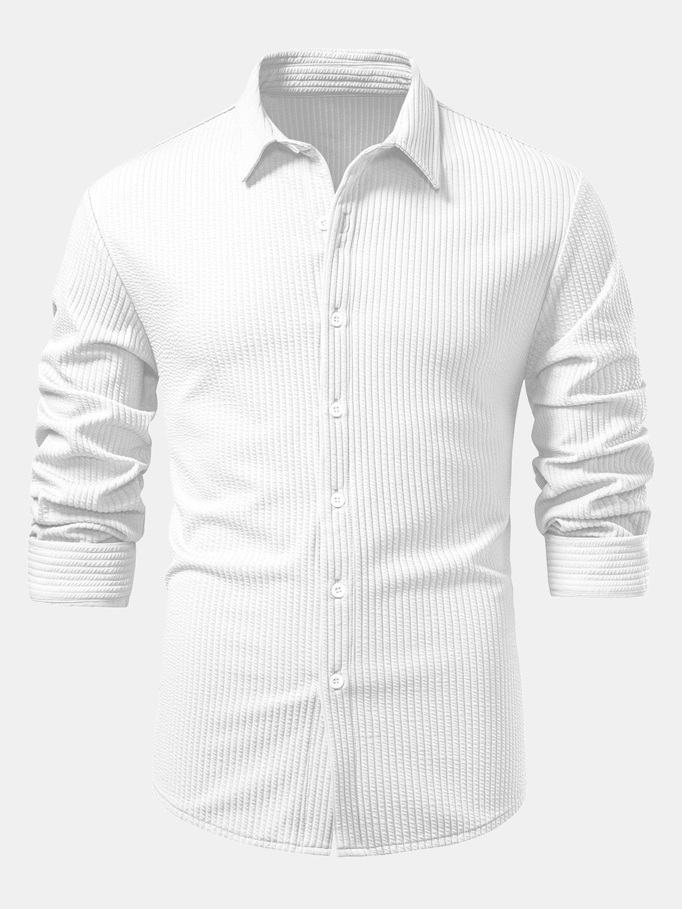 Chemise à manches longues coupe muscle côtelée avec boutons & pantalon côtelé