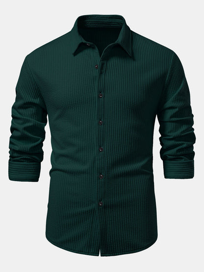 Chemise à manches longues coupe muscle côtelée avec boutons & pantalon côtelé