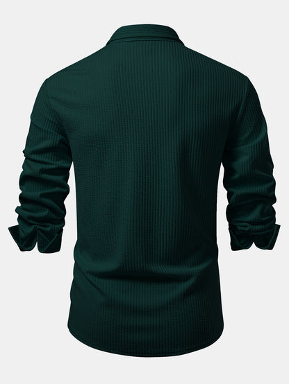 Chemise à manches longues coupe muscle côtelée avec boutons & pantalon côtelé