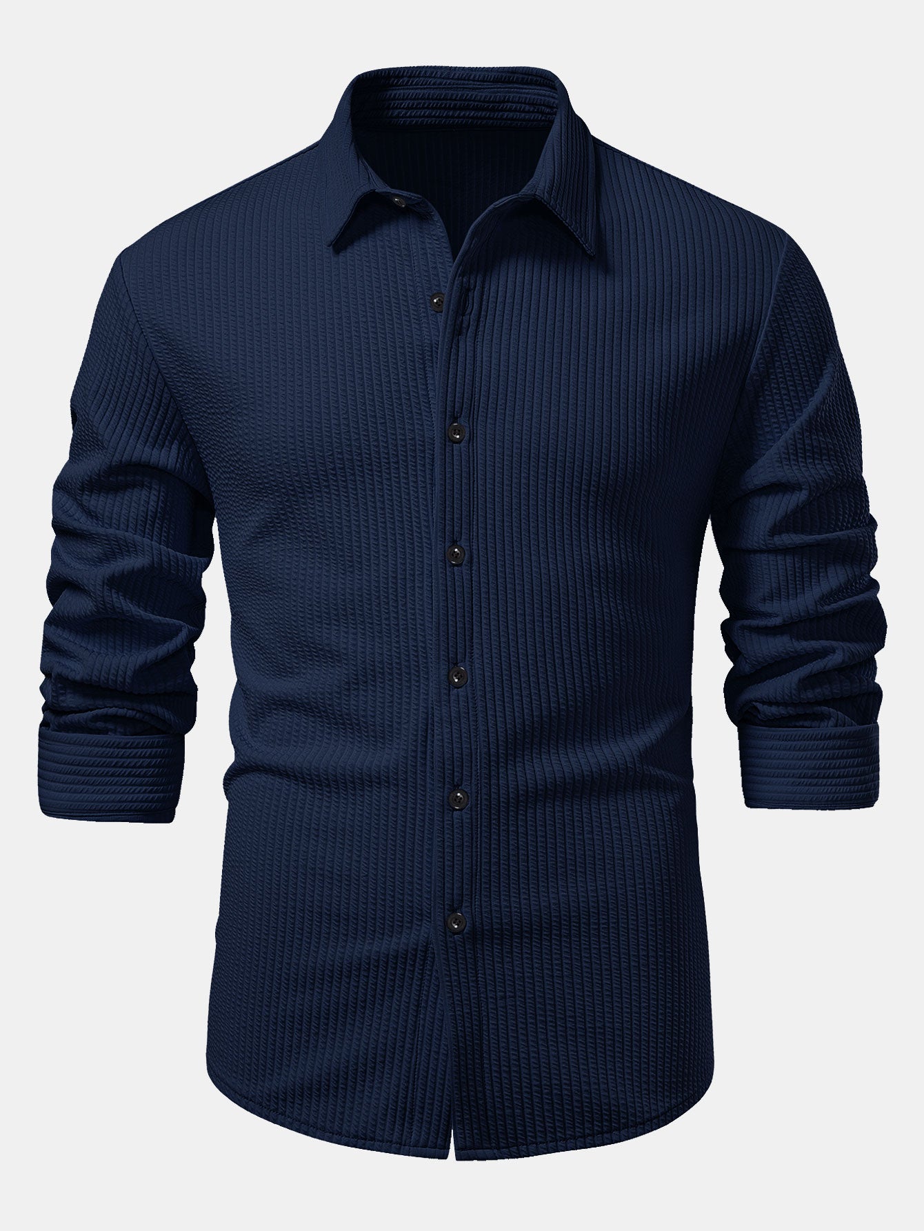 Chemise à manches longues coupe muscle côtelée avec boutons & pantalon côtelé