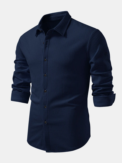 Chemise à manches longues coupe muscle côtelée avec boutons & pantalon côtelé