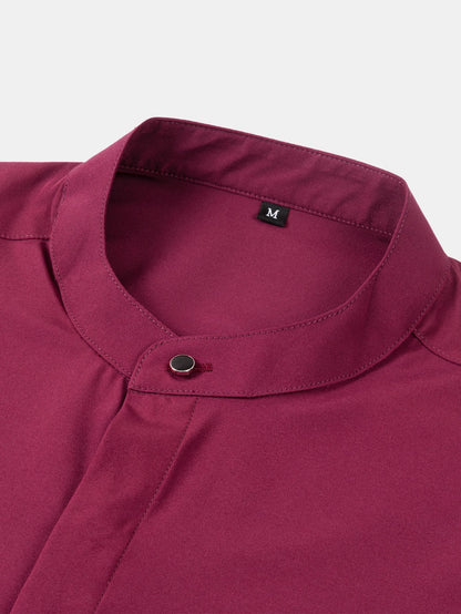 Chemise habillée à col montant et patte cachée anti-froissement