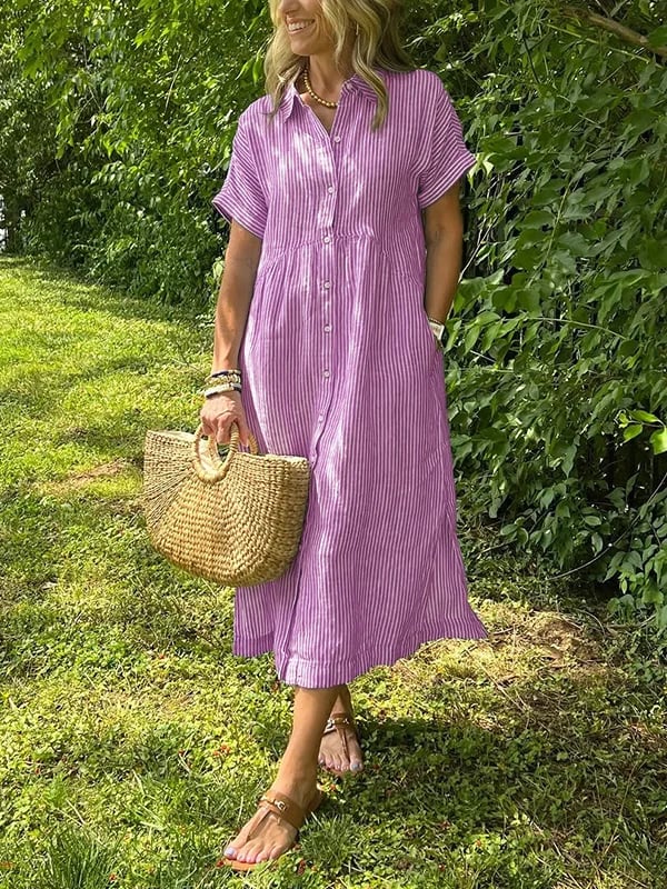 Kaloa™ | Robe chemise rayée avec poches