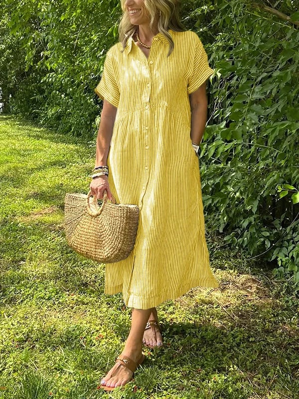Kaloa™ | Robe chemise rayée avec poches