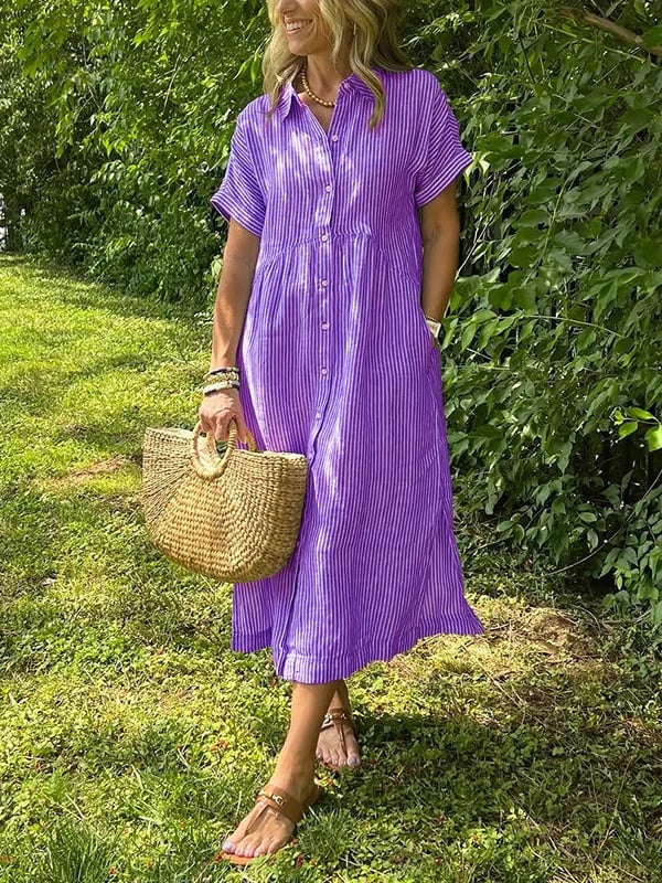 Kaloa™ | Robe chemise rayée avec poches