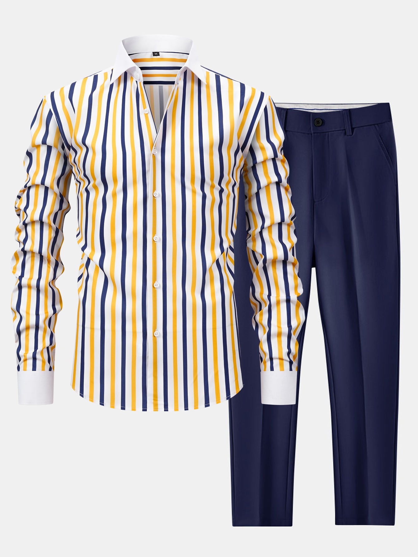 Chemise Winchester rayée à manches longues et boutons & pantalon slim fit