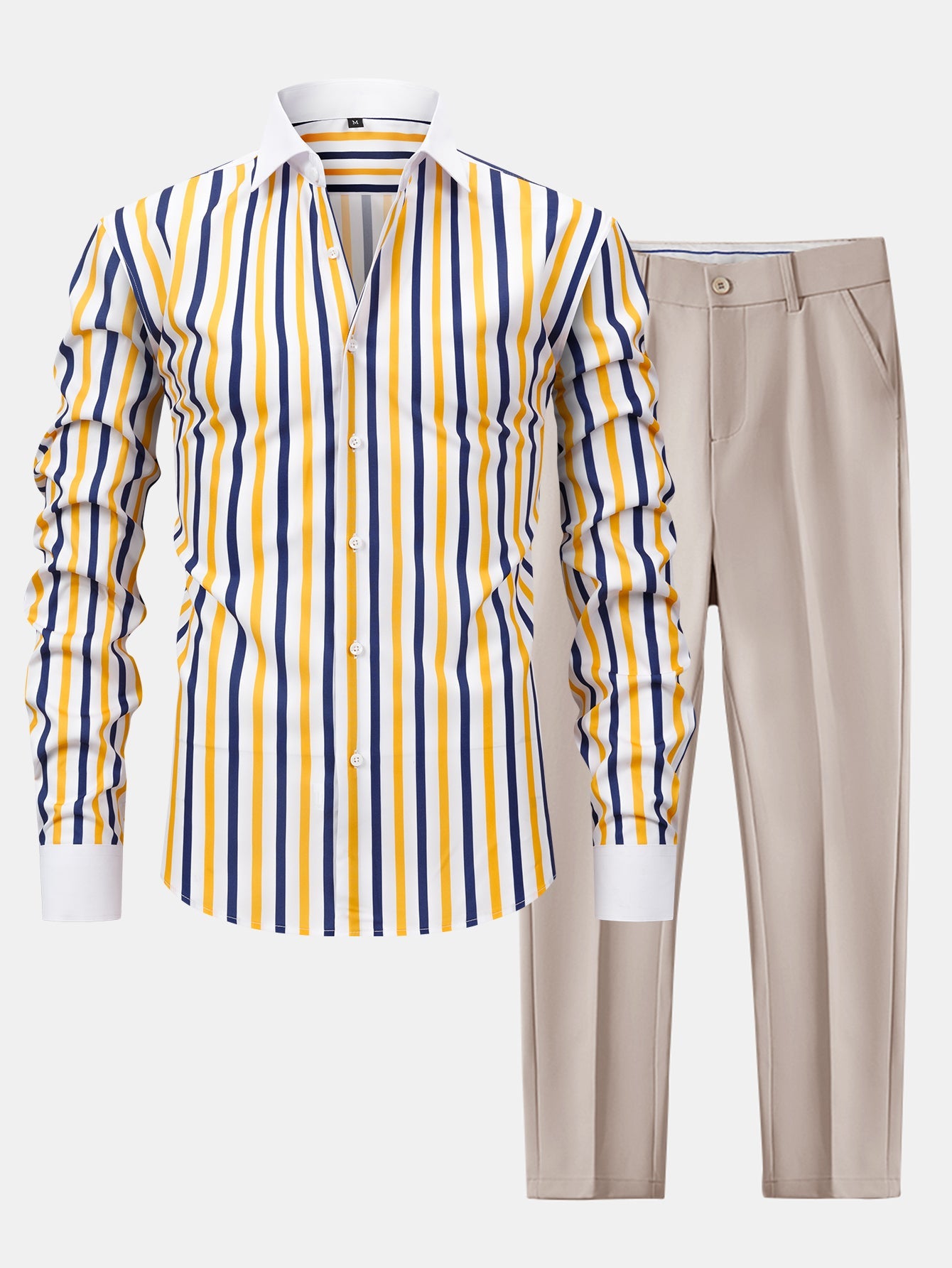 Chemise Winchester rayée à manches longues et boutons & pantalon slim fit