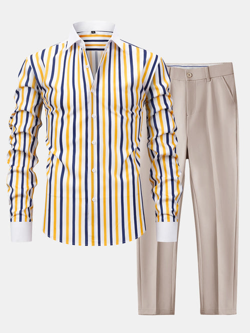 Chemise Winchester rayée à manches longues et boutons & pantalon slim fit