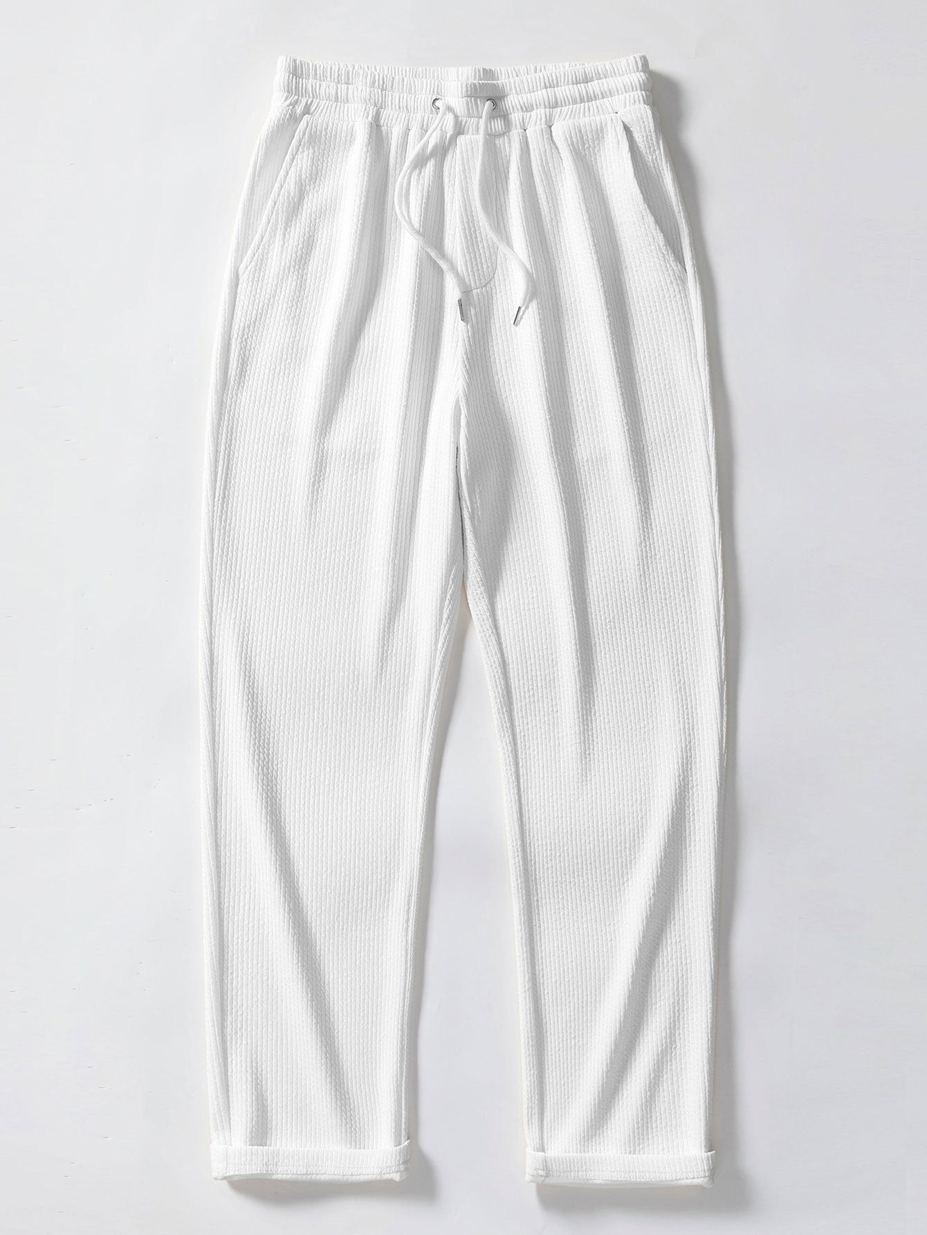 Chemise à manches longues coupe muscle côtelée avec boutons & pantalon côtelé