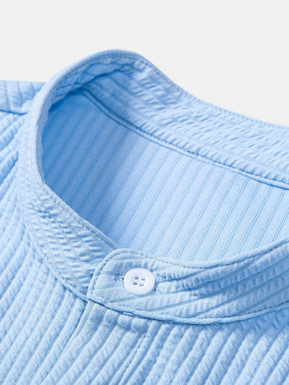 Chemise à manches longues coupe muscle côtelée à col montant & pantalon côtelé